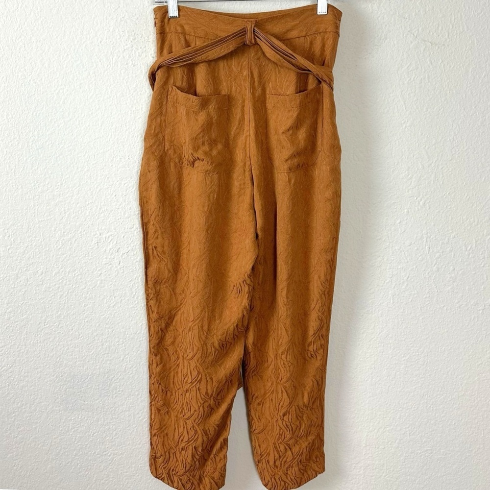Anthropologie Tapered High Rise Balloon Pants 6 Burnt Orange Belted Bow Fall - Picture 11 of 17